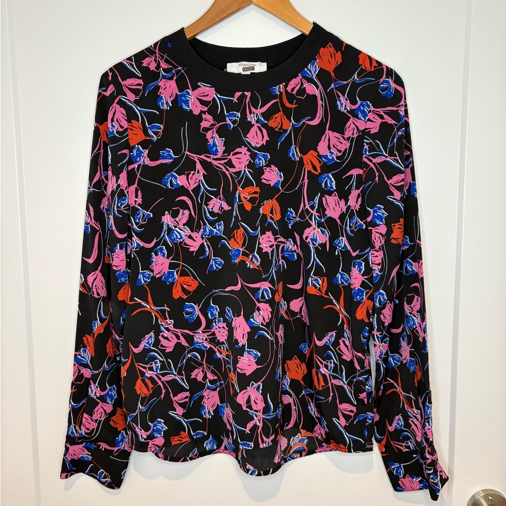 Thakoon x RTR Tulip Floral Top | Black Multicolor Floral Blouse